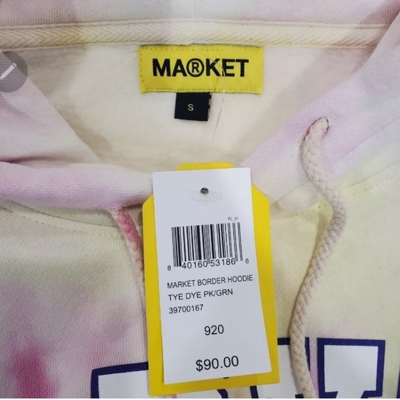 Market Unisex Border Tie Dyed Hoodie - Picture 3 of 3